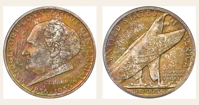 1936 50C Bridgeport NGC obverse and reverse identification pair