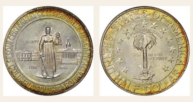 1936-D 50C Columbia NGC obverse and reverse identification pair