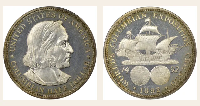 1892 Columbian 50C PF NGC obverse and reverse identification pair