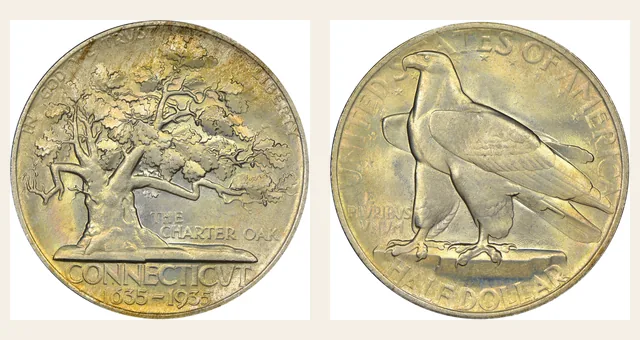 1935 50C Connecticut NGC obverse and reverse identification pair