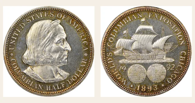 1893 Columbian 50C PF NGC obverse and reverse identification pair