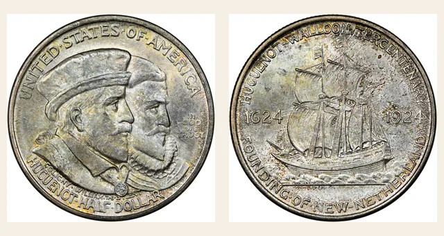 1924 50C Huguenot NGC obverse and reverse identification pair