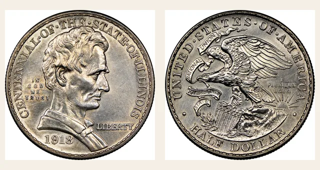 1918 50C Lincoln-Illinois NGC obverse and reverse identification pair