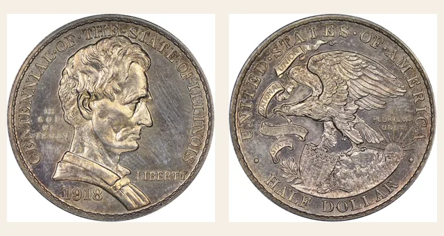 1918 Lincoln-illinois 50C Sp NGC obverse and reverse identification pair