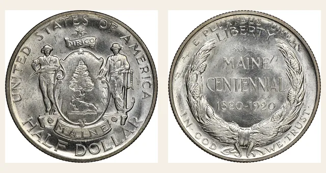 1920 50C Maine NGC obverse and reverse identification pair