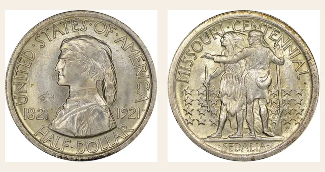 1921 50C Missouri, 2*4 NGC obverse and reverse identification pair