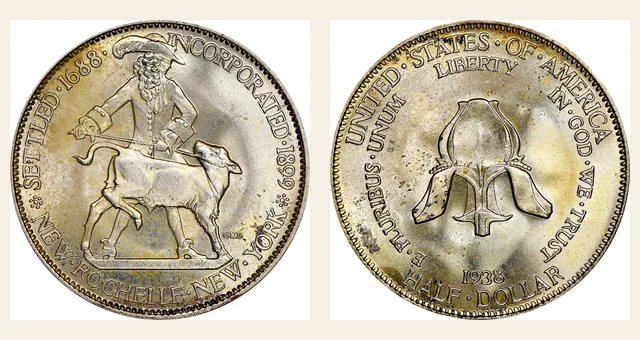 1938 50C New Rochelle NGC obverse and reverse identification pair