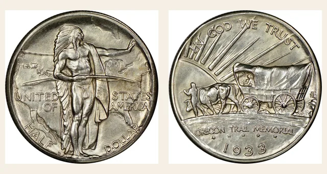 1933-D 50C Oregon NGC obverse and reverse identification pair