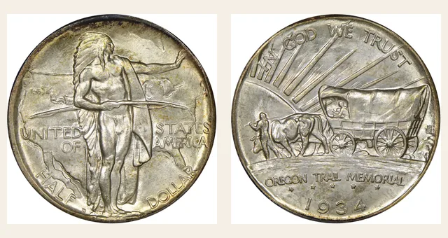 1934-D 50C Oregon NGC obverse and reverse identification pair