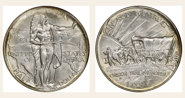 1936 50C Oregon NGC obverse and reverse identification pair