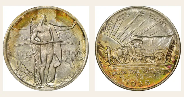1936-S 50C Oregon NGC obverse and reverse identification pair