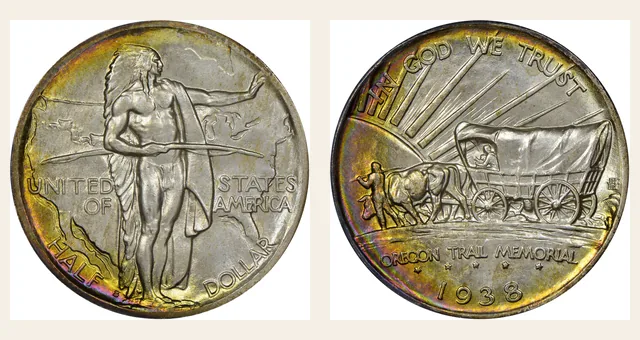 1938-S 50C Oregon NGC obverse and reverse identification pair