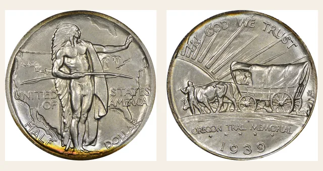 1939 50C Oregon NGC obverse and reverse identification pair