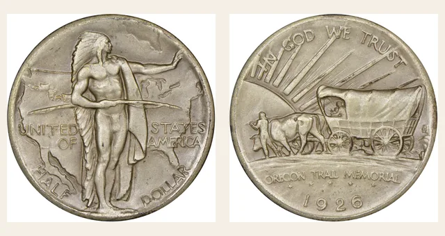 1926 Oregon Trail 50C PF NGC obverse and reverse identification pair
