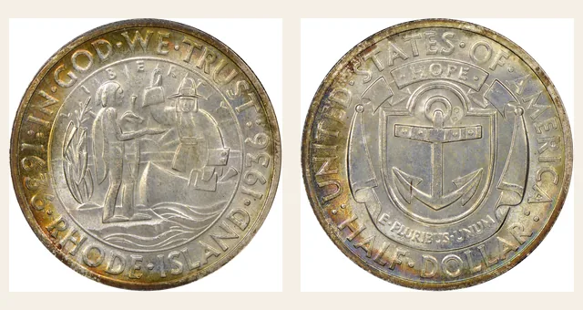 1936 50C Rhode Island NGC obverse and reverse identification pair