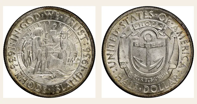 1936-D 50C Rhode Island NGC obverse and reverse identification pair
