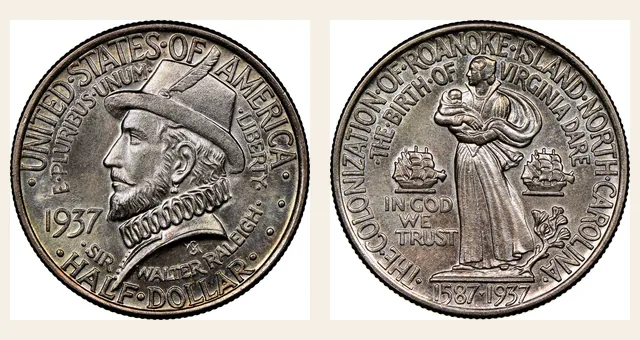 1937 50C Roanoke NGC obverse and reverse identification pair