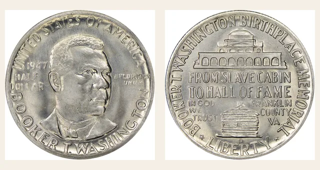 1947-S 50C Booker T. Washington NGC obverse and reverse identification pair