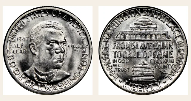 1947 50C Booker T. Washington NGC obverse and reverse identification pair