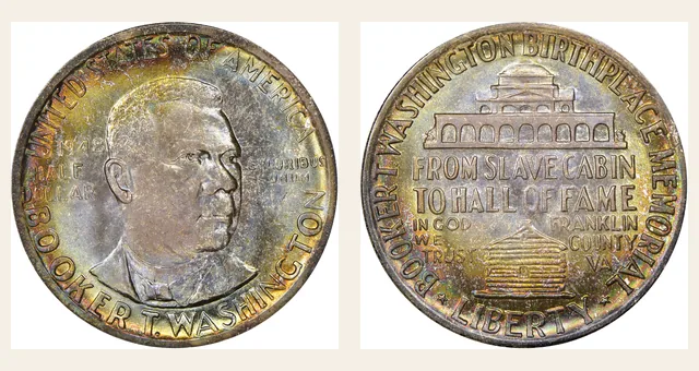 1948-S 50C Booker T. Washington NGC obverse and reverse identification pair