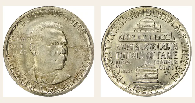 1949 50C Booker T. Washington NGC obverse and reverse identification pair