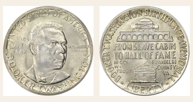 1949-D 50C Booker T. Washington NGC obverse and reverse identification pair