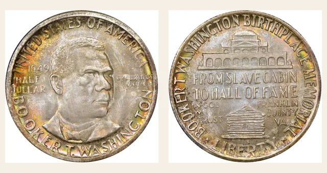 1949-S 50C Booker T. Washington NGC obverse and reverse identification pair