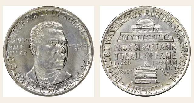 1950 50C Booker T. Washington NGC obverse and reverse identification pair