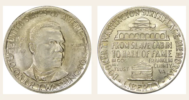 1950-D 50C Booker T. Washington NGC obverse and reverse identification pair