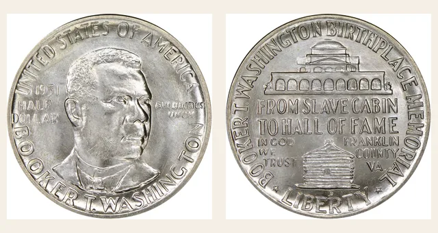 1951-D 50C Booker T. Washington NGC obverse and reverse identification pair
