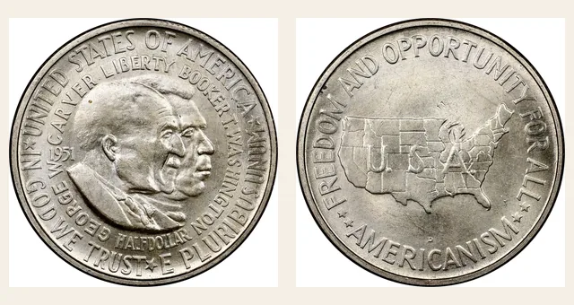 1951-D 50C Washington-Carver NGC obverse and reverse identification pair