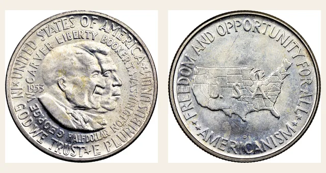 1953-D 50C Washington-Carver NGC obverse and reverse identification pair