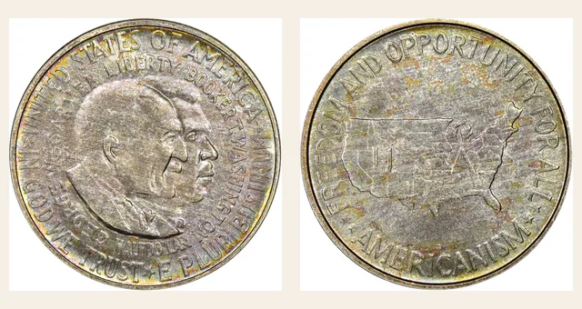 1954-D 50C Washington-Carver NGC obverse and reverse identification pair