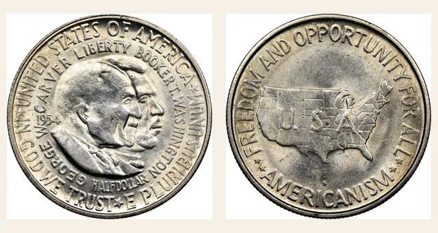 1954-S 50C Washington-Carver NGC obverse and reverse identification pair