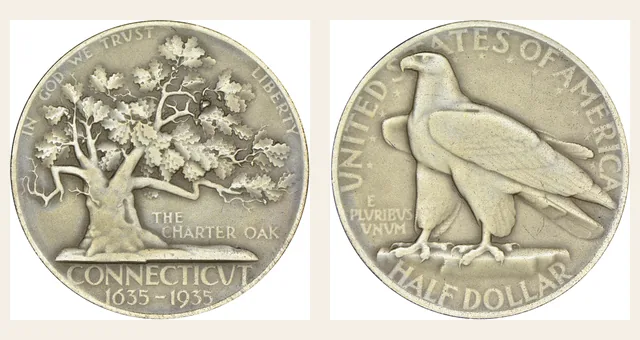 1935 Connecticut 50C PF NGC obverse and reverse identification pair