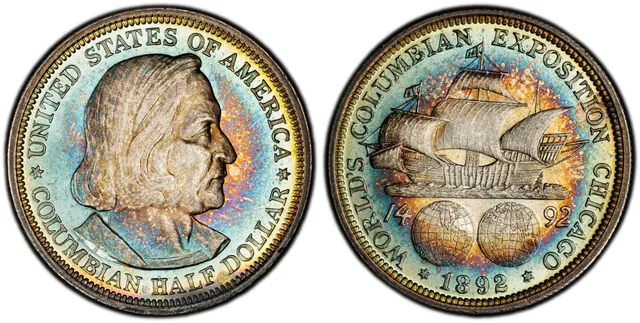 1892 50C Columbian obverse and reverse thumbnail