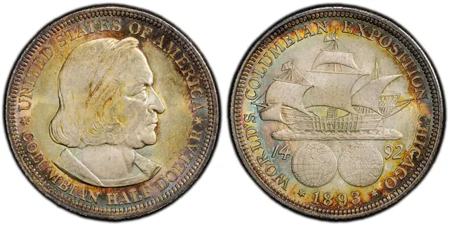 1893 50C Columbian obverse and reverse thumbnail