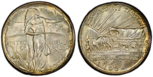 1934-D 50C Oregon obverse and reverse thumbnail