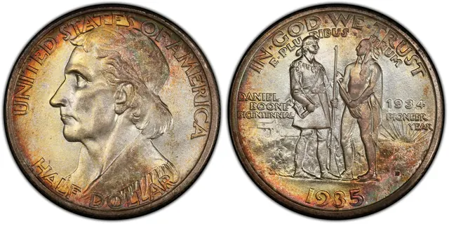 1935/34-D 50C Boone obverse and reverse thumbnail