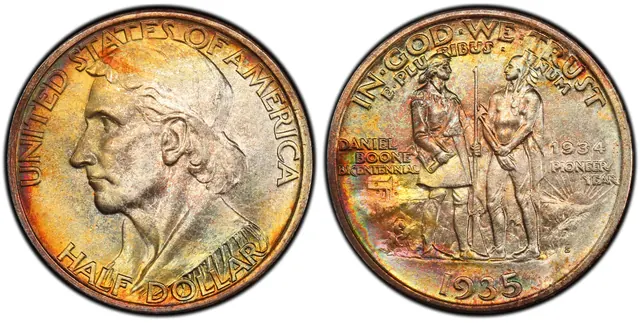 1935/34-S 50C Boone obverse and reverse thumbnail