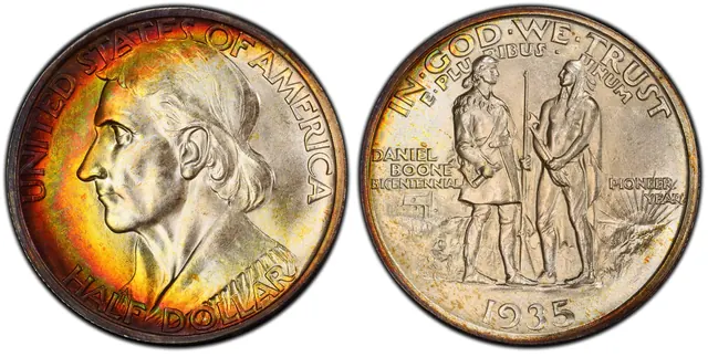 1935 50C Boone obverse and reverse thumbnail
