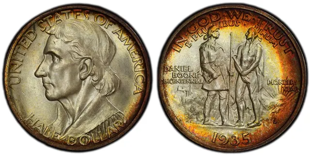 1935-D 50C Boone obverse and reverse thumbnail