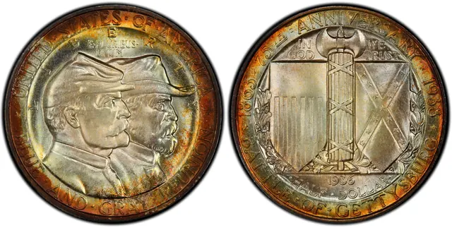 1936 50C Gettysburg obverse and reverse thumbnail