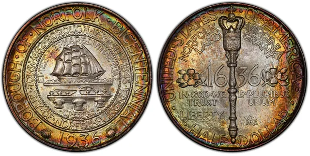 1936 50C Norfolk obverse and reverse thumbnail