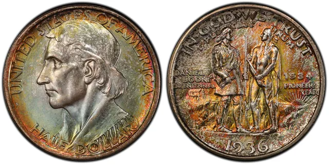 1936-D 50C Boone obverse and reverse thumbnail