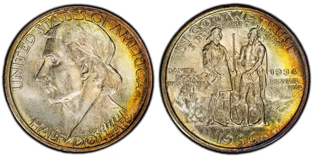 1936-S 50C Boone obverse and reverse thumbnail