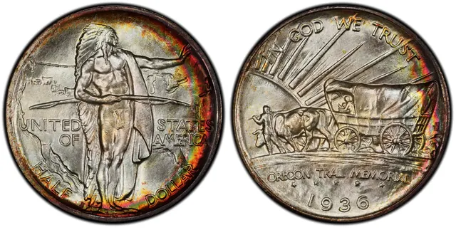 1936-S 50C Oregon obverse and reverse thumbnail