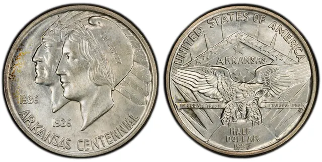 1937 50C Arkansas obverse and reverse thumbnail
