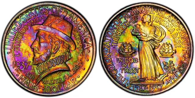 1937 50C Roanoke obverse and reverse thumbnail