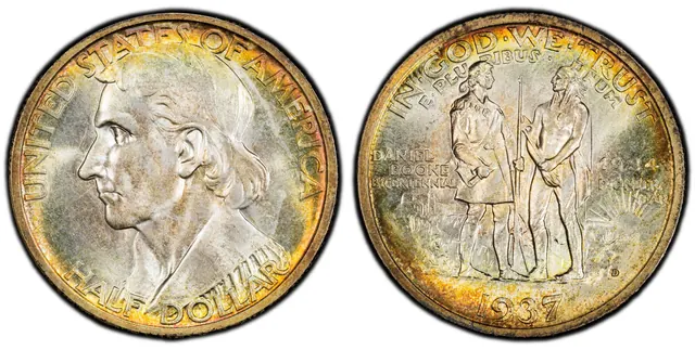 1937-D 50C Boone obverse and reverse thumbnail